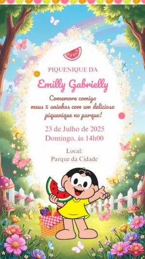 Convite de Aniversário Magali Piquenique para Editar Online