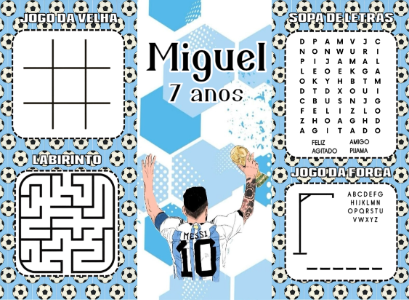 Revistinha de Atividades Futebol Messi Aniversário Editável
