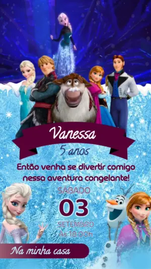 Convite Animado Aniversário Frozen para Editar Online