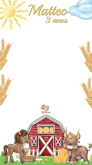 Modelo Editável de Moldura para Stories Tema Fazendinha Dourada