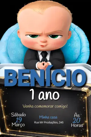 Convite de Aniversário O Poderoso Chefinho Editável