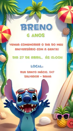 Invitación de cumpleaños Stitch – Estático – CollorGraph Convites