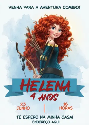 Convite de Aniversário Merida Valente para Editar