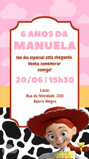 Convite Editável Aniversário Jessie Toy Story