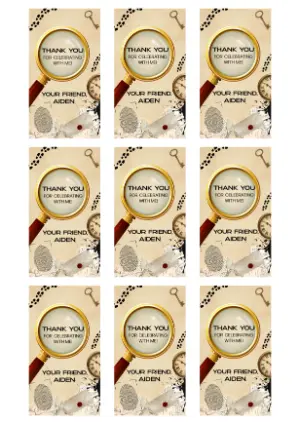 Editable Detective Party Thank You Tag Template