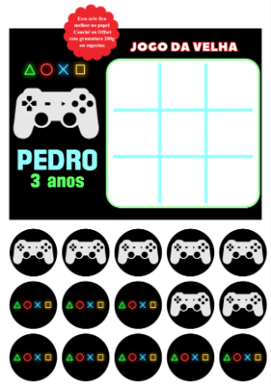 Jogo da Velha Gamer para Festa de Aniversário para Editar