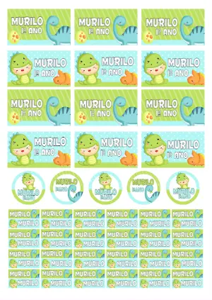 Kit Etiqueta Escolar Dinossauro para Editar e Imprimir