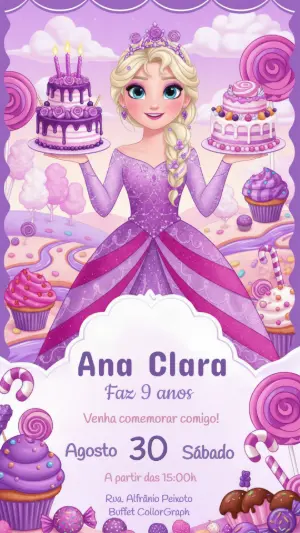 Invitación de cumpleaños Princesas – Estático – CollorGraph Convites