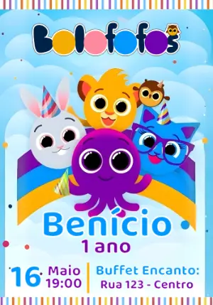 Convite de Aniversário Bolofofos Colorido para Editar