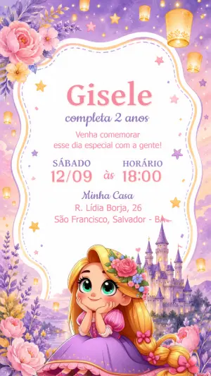 Invitación de cumpleaños Princesas – Estático – CollorGraph EDITOR
