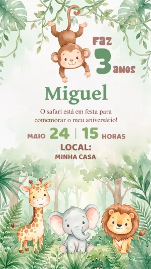 Safari Birthday Invitation – Static – Alegria no ar