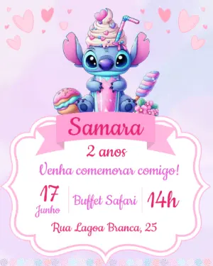 Invitación de cumpleaños Stitch – Estático – Criativa Sant
