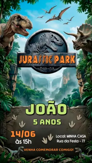 Invitación de cumpleaños Dinosaurio – Estático – Alegria no ar