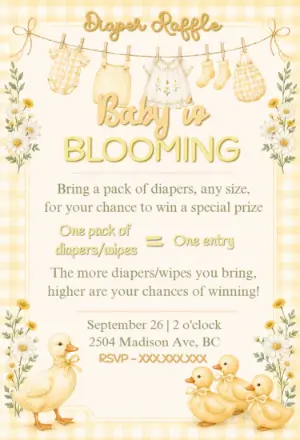 Little Duck Diaper Raffle Card for Baby Shower | Editable Template