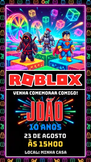 Invito di compleanno Roblox – Statico – Alegria no ar