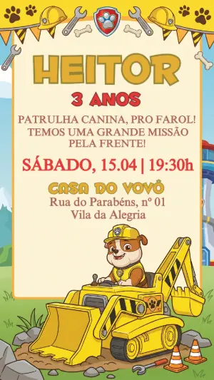 Invito di compleanno Paw Patrol – Statico – Festôu Convites
