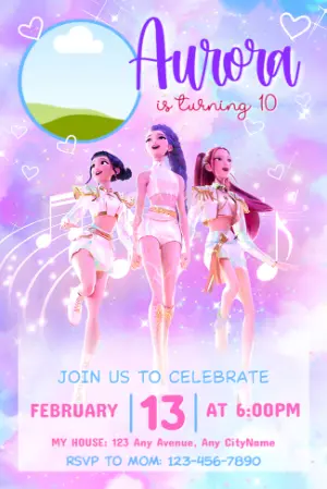 Invitation d'anniversaire KPop Demon Hunters – Statique – Jotta Arts