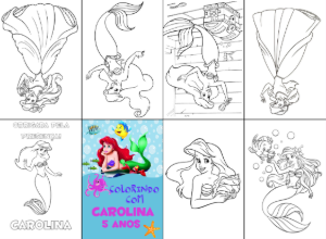 Mini Livro de Colorir A Pequena Sereia para Editar Online