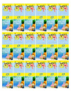 Rótulo Tic Tac Bob Esponja Aniversário Infantil para Editar