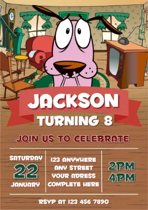 Courage the Cowardly Dog Birthday Invite - Editable Template