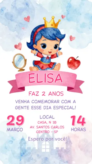 Invitación de cumpleaños Princesas – Estático – CollorGraph EDITOR