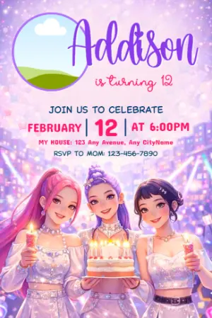 K-Pop Demon Hunter Birthday Invitation | Editable Digital Template