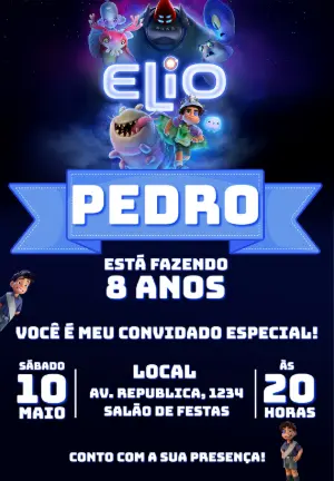 Convite Aniversário Elio O Filme para Editar Online
