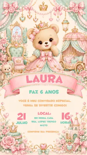 Invitación de cumpleaños Princesas – Estático – CollorGraph EDITOR