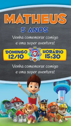 Invito di compleanno Paw Patrol – Statico – Idesign Personalizados