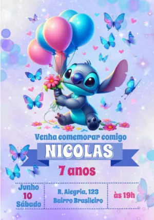 Invitación de cumpleaños Stitch – Estático – Julia B
