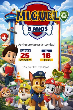 Invito di compleanno Paw Patrol – Statico – Michelle 