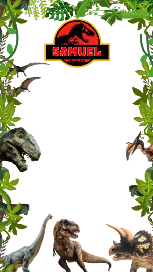 Moldura de Aniversário Jurassic Park para Editar Online