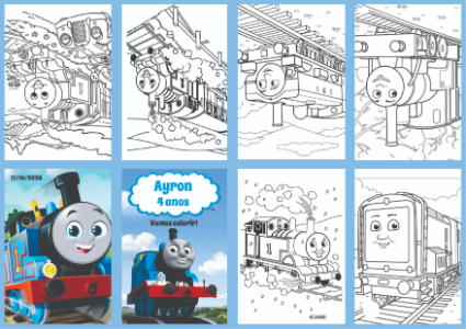 Livrinho de Colorir Thomas e seus Amigos Editável para Festa