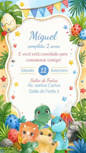 Invitación de cumpleaños Dinosaurio – Estático – CollorGraph EDITOR