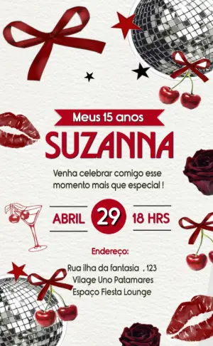 Convite Digital Festa de 15 Anos Balada Glamour para Editar