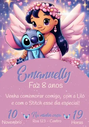 Invitación de cumpleaños Stitch – Estático – Convites e Artes Digitais