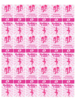 Rótulo Editável para Tic Tac Aniversário Tema Bailarina Rosa