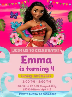 Moana Birthday Invitation Template to Edit Online