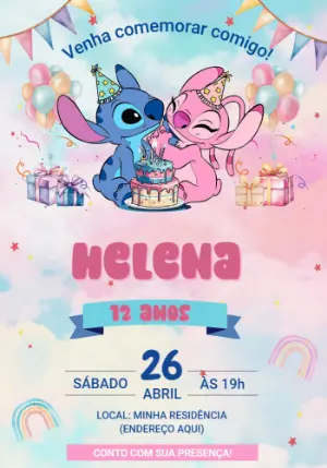 Invitación de cumpleaños Stitch – Estático – Convites digitais - Edite você mesmo