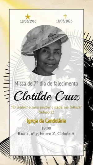 Convite Missa de 7º Dia Editável com Foto e Tema Religioso