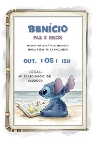 Invitación de cumpleaños Stitch – Estático – CollorGraph Convites