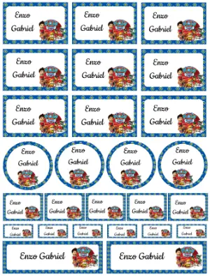 Etiquetas Escolares Patrulha Canina para Editar e Imprimir