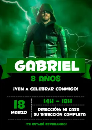 Invitación de Cumpleaños Flecha Verde para Editar Online