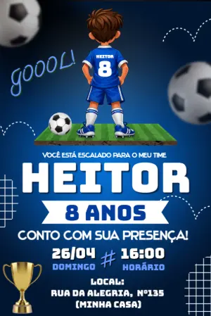 Convite de Aniversário Futebol Azul Cruzeiro para Editar