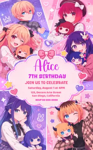 Oshi No Ko Birthday Invitation | Editable Anime Template