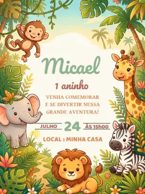 Safari Birthday Invitation – Static – Alegria no ar