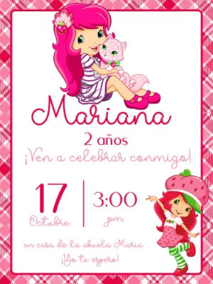 Invitación de Cumpleaños de Rosita Fresita para Editar Online