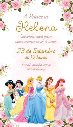 Invitación de cumpleaños Princesas – Estático – Ana Clara