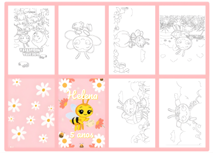 Livrinho de Colorir Editável Tema Abelhinha para Aniversário