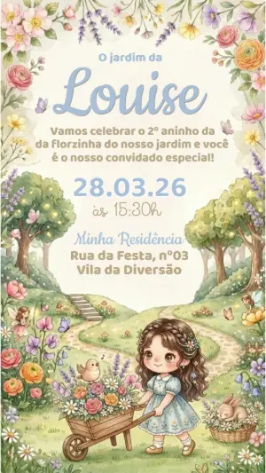 魔法花园生日邀请函 – 静态 – Convide aê!
